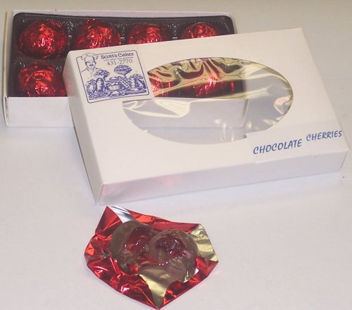 Scott's Cakes 1 2 lb. Milk Chocolate Covered Cherry Brandy Cherries in a White Gourmet Box by Scott's Cakes