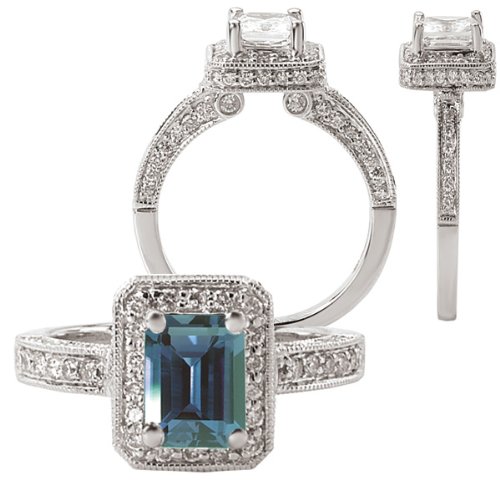 18k lab-grown 7x5mm emerald cut alexandrite engagement 