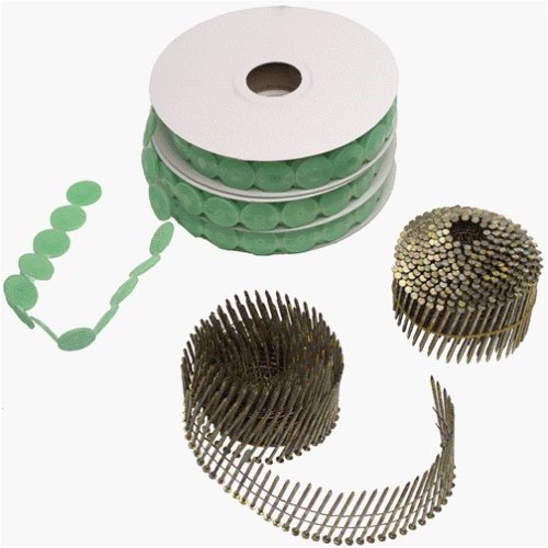 B & C Eagle 12343 1-1/4-Inch x .083 Ring Electro Galvanized Coil Nails And Caps (2800 Pack) 