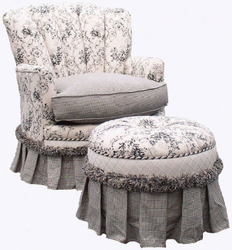 Kitchen: Angel Song Black Toile Princess Adult Rocker Glider Chair   Down Filled