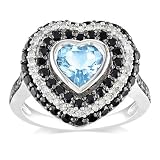 Sterling Silver 2 4/5 CT TGW Sky Blue Topaz and Black Spinel 1/5 CT TDW fashion ring (G-H, I2-I3)
