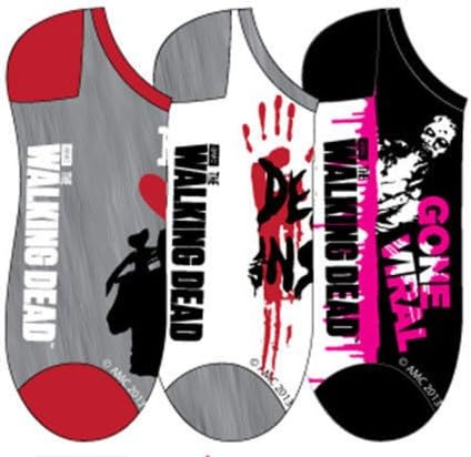 Walking Dead Zombie 3 Pair Women's Low Cut Ankle Socks - I Heart Daryl / Gone Viral