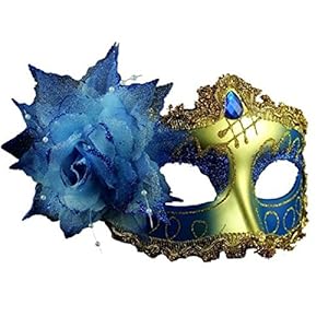 Italian Princess Flower Half Face Mask (Blue)