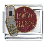 Heart I Love My Cell Phone Italian Charms Bracelet Link