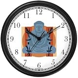 Buddha or Budha or Budda Wall Clock by WatchBuddy Timepieces (Slate Blue Frame)