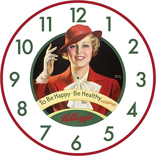 Tirquin Retro Vintage Kelloggs 1930's Lady Wall Clock, 11.75"