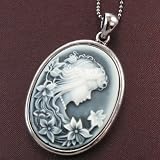 New Classic Vintage Antique Victorian Style Gray Cameo Charm Necklace Chain Pendant
