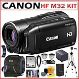 Best Price Canon VIXIA HF M32 Dual Flash Memory Camcorder with 64GB Internal Memory + Deluxe Accessory Kit