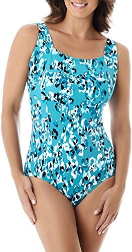 Paradise Bay Womens Jungle Mastectomy Swimsuit 14 Turquoise blue/multi