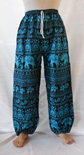 Oriental Yoga Harem Elephant Pants Blue