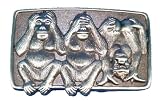 K4 Hear No Evil, See No Evil, Speak No Evil Monkeys Belt Buckle