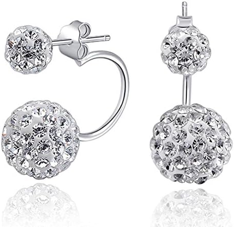 JuliesDeal Sterling Silver double curved ball drill Earrings anti allergy Earrings female Korean Korean fashion jewelry