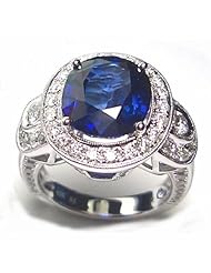 18K White Gold Sapphire and Diamond Ring -- LIFETIME WARRANTY