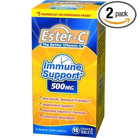 Ester C The Better Vitamin C, 500 mg, 90 Coated Tablets (Pack of 2)