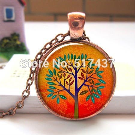 Pretty Lee Mod Orange Tree Pendant Charm Tree Jewelry Resin Pendant Tree Necklace Charm