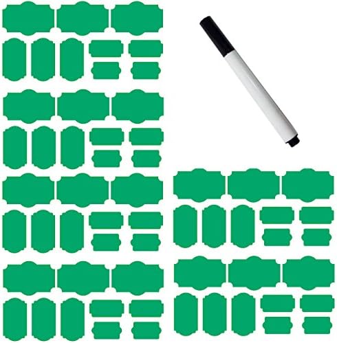 Shimie High Quality Reusable Chalkboard Labels -Fantastic for Canning and Spice Jars, Water Bottles, Custom Wine Bottle Labels,Food Buffet and Parties. Seven Color for Choice -60pcs a Pack with a Gift Black Pen,Green