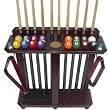 10 Pool Cue Billiard Stick Floor Rack - Holder Mahogany Finish