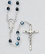 17" Silver Tone Rosary with 5mm Black Beads, Mary Emblem, and Crucifix - Imported from ITALY 17" Silver Tone Rosary with 5mm Black Beads, Mary Emblem, and Crucifix - Imported from ITALY
