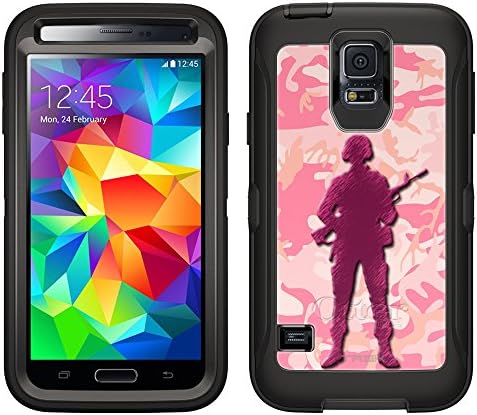 Skin Decal for Otterbox Defender Samsung Galaxy S5 Case - Pink Camouflage Soldier