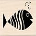 Rubber Stamp With Wood Handle-crazy Fish