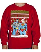Men's DC Comics Batman Superman Faux Christmas Sweater