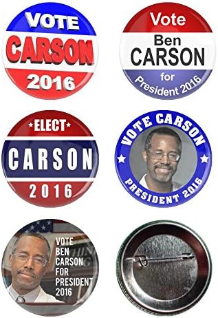 Presidential Campaign 2016 Ben Carson Pinback Buttons - 2.25 Inch Round - 5 Pack