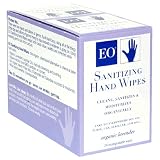 EO Sanitizing Hand Wipes, Organic Lavender, Biodegradable, 24-Count Boxes (Pack of 2)