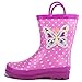 AccessoWear Girls Pink Butterfly Polka-Dot Rain Boots (1 M US Little Kid)