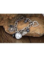 Youyoupifa Silver Heart-shaped Stylish Round Dial Ladies Bracelet Watch