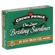 Crown Prince One Layer Brisling Sardines in Soy Bean Oil, 3.75-Ounce Cans (Pack of 12)