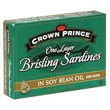 Crown Prince One Layer Brisling Sardines in Soy Bean Oil, 3.75-Ounce Cans (Pack of 12)