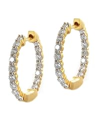 1.00 Ct 14Ky Gold Inside-Outside Diamond Hoop Earrings