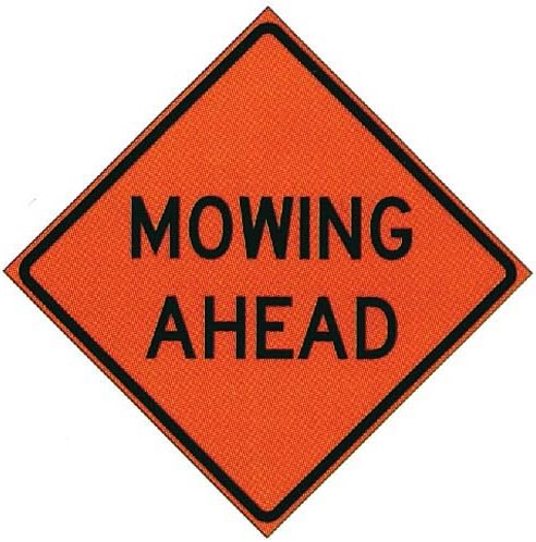 AM Leonard RSMA Orange Non-Reflective 36 Inch Mesh Roll Up Mowing Ahead Safety Sign