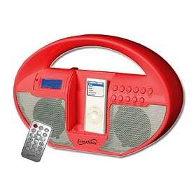 SuperSonic SC-1109 Red Digital Alarm Clock Radio iPod Docking Station