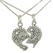 Sterling Silver Mother Daughter Heart Necklace Set on 18