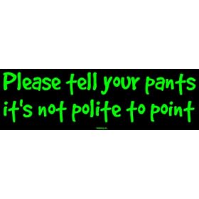 Please tell your pants it's not polite to point Bumper Sticker