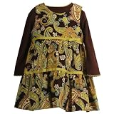 Little Girls Fall Clothing Cute BROWN Long Sleeve Dress RARE EDITIONS Girl 4-6X