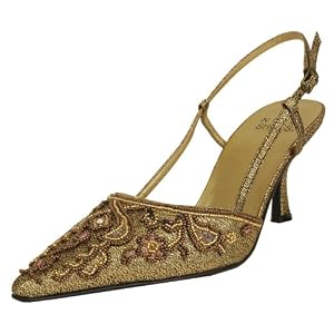 Buy Hard Lame Satin, Beading 2.5 heel - Evening Shoe - Amaryllis by Carlo Fellini