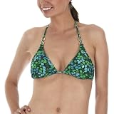 Xhilaration Leaf Triangle Swim Top - Green