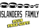 20" x 8.5" Islanders Hockey Family Vinyl Sticker Decal [Die-cut, White] + with Free Hockey Pencil