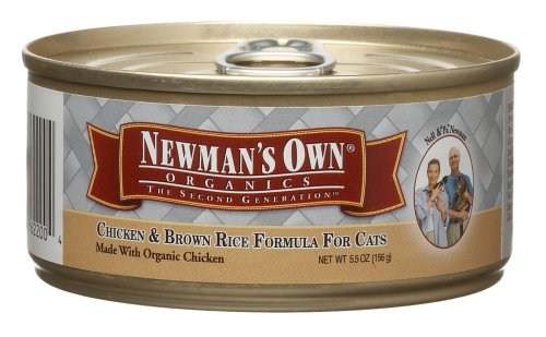 Newman's Own Organics Chicken & Brown Rice Formula For Cats, 5.5-Ounce Tins (Pack of 24)