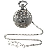 Pocket Watch - Silver-Tone High Polished Bald Eagle Pocket Watch with 14 Clip on Chain by Albert James
