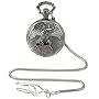 Pocket Watch - Silver-Tone High Polished Bald Eagle Pocket Watch with 14" Clip on Chain
