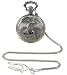 Pocket Watch - Silver-Tone High Polished Bald Eagle Pocket Watch with 14" Clip on Chain