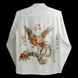 MAKANALEI(マカナレイ)長袖 ハンドペイント アロハシャツ【不死鳥-L】HAD-014Lの画像