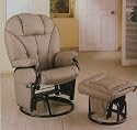 Bone Leatherette Glider Rocker Recliner Chair with Ottoman