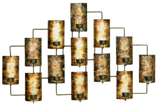Tealight Candleholders Wall Art, 21.5Hx34.5W, GOLDEN