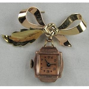 Vintage 14K Rose Gold Swiss 17 Jewel Crosby Watch Pin thumbnail