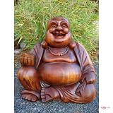 gigantischer massiver Happy Buddha aus Holz 50 cm Skulptur Figur Dekoration Feng shui Figuren