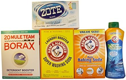 Complete Do It Yourself Laundry Soap Kit: Zote Soap Flakes, Borax, Washing Soda, Baking Soda, Arm &amp; Hammer In-wash Freshness Scent Boster